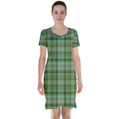 Vintage Green Plaid Short Sleeve Nightdress by HermanTelo