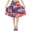 Abstract Geometry Blocks Flared Midi Skirt View1