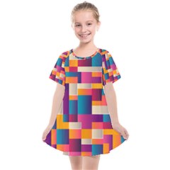 Abstract Geometry Blocks Kids  Smock Dress by Bajindul