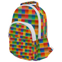 Background Colorful Abstract Rounded Multi Pocket Backpack by Bajindul