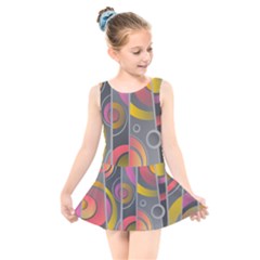 Abstract Colorful Background Grey Kids  Skater Dress Swimsuit by Bajindul