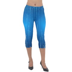 Abstract Rain Space Lightweight Velour Capri Leggings  by Bajindul