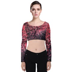 Abstract Background Wallpaper Velvet Long Sleeve Crop Top by Bajindul