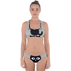 Cat Pet Cute Black Animal Cross Back Hipster Bikini Set by Bajindul