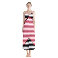 Heart Stripes Symbol Striped Button Up Chiffon Maxi Dress by Bajindul