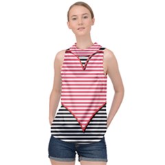 Heart Stripes Symbol Striped High Neck Satin Top by Bajindul