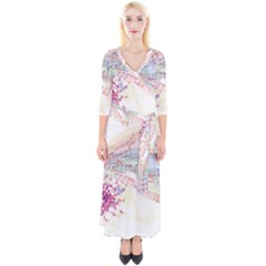 Music Notes Abstract Quarter Sleeve Wrap Maxi Dress by Bajindul