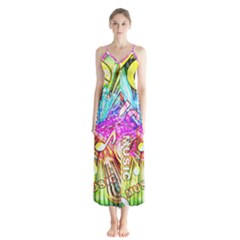 Music Abstract Sound Colorful Button Up Chiffon Maxi Dress by Bajindul