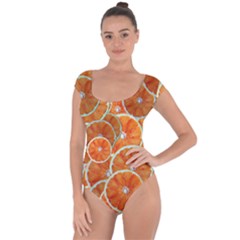 Oranges Background Texture Pattern Short Sleeve Leotard  by Bajindul