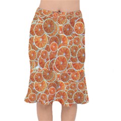 Oranges Background Texture Pattern Mermaid Skirt by Bajindul