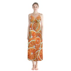 Oranges Background Texture Pattern Button Up Chiffon Maxi Dress by Bajindul