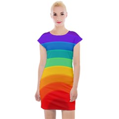 Rainbow Background Colorful Cap Sleeve Bodycon Dress by Bajindul