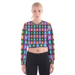 Squares Spheres Backgrounds Texture Cropped Sweatshirt by Bajindul