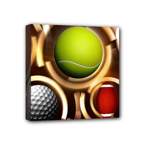 Sport Ball Tennis Golf Football Mini Canvas 4  X 4  (stretched) by Bajindul