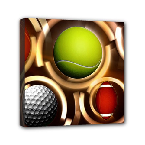 Sport Ball Tennis Golf Football Mini Canvas 6  X 6  (stretched) by Bajindul