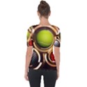 Sport Ball Tennis Golf Football Shoulder Cut Out Short Sleeve Top View2