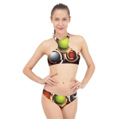 Sport Ball Tennis Golf Football High Neck Bikini Set by Bajindul