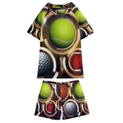 Sport Ball Tennis Golf Football Kids  Swim Tee And Shorts Set by Bajindul