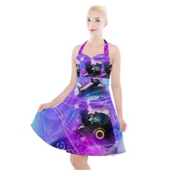 Ski Boot Ski Boots Skiing Activity Halter Party Swing Dress  by Pakrebo