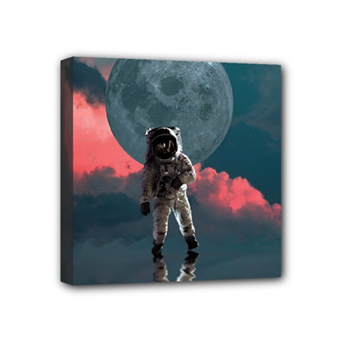 Astronaut Moon Space Planet Mini Canvas 4  X 4  (stretched) by Pakrebo