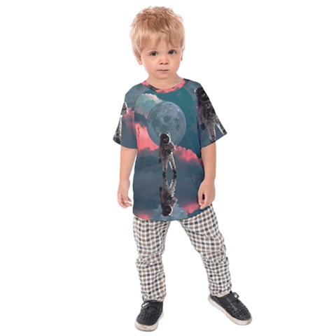 Astronaut Moon Space Planet Kids  Raglan Tee by Pakrebo