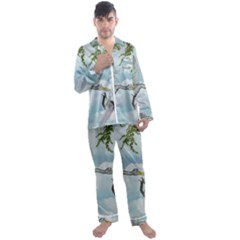 Funny Stork With Creepy Snake Baby Men s Satin Pajamas Long Pants Set by FantasyWorld7