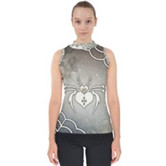 Wonderful Decorative Spider With Hearts Mock Neck Shell Top by FantasyWorld7