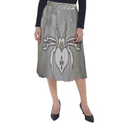 Wonderful Decorative Spider With Hearts Classic Velour Midi Skirt  by FantasyWorld7