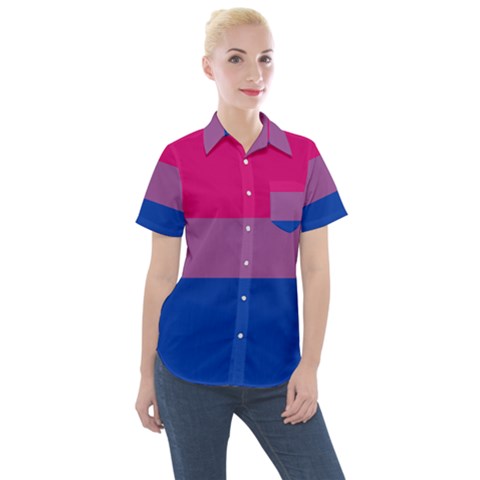 Bisexual Pride Flag Bi Lgbtq Flag Women s Short Sleeve Pocket Shirt by lgbtnation