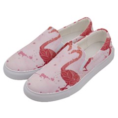 Pink Watercolour Flamingo Men s Canvas Slip Ons by charliecreates