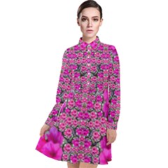 From The Sky Came Flowers In Peace Long Sleeve Chiffon Shirt Dress by pepitasart