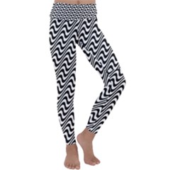 Insomnia - Black & White Stripes Kids  Lightweight Velour Classic Yoga Leggings by WensdaiAmbrose