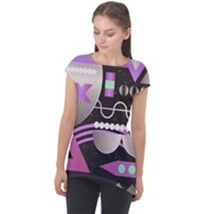 Background Abstract Geometric Cap Sleeve High Low Top by Pakrebo