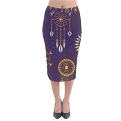 Background Non Seamless Pattern Velvet Midi Pencil Skirt by Pakrebo