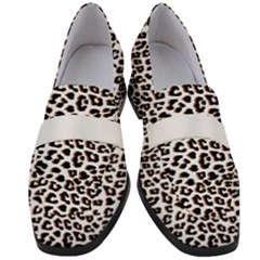 3d Leopard Print Black Brown  Women s Chunky Heel Loafers by LoolyElzayat