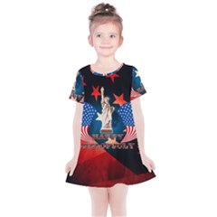 Happy 4th Of July Kids  Simple Cotton Dress by FantasyWorld7