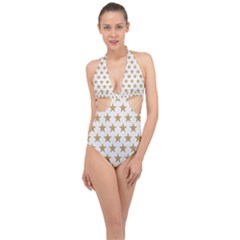 Gold Star Halter Front Plunge Swimsuit by WensdaiAmbrose