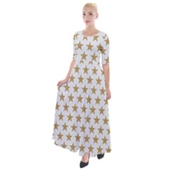 Gold Star Half Sleeves Maxi Dress by WensdaiAmbrose