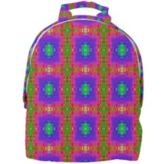 Groovy Purple Green Pink Square Pattern Mini Full Print Backpack by BrightVibesDesign