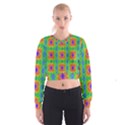 Groovy Purple Green Blue Orange Square Pattern Cropped Sweatshirt View1