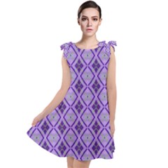 Argyle Large Purple Pattern Tie Up Tunic Dress by BrightVibesDesign