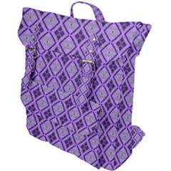 Argyle Large Purple Pattern Buckle Up Backpack by BrightVibesDesign