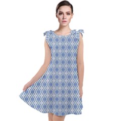 Argyle Light Blue Pattern Tie Up Tunic Dress by BrightVibesDesign