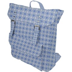 Argyle Light Blue Pattern Buckle Up Backpack by BrightVibesDesign