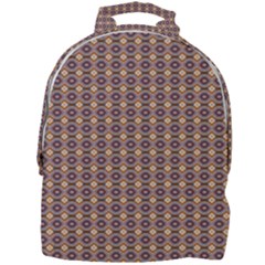 Ornate Oval Pattern Brown Blue Mini Full Print Backpack by BrightVibesDesign