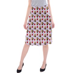 Doll And Cherries Pattern Midi Beach Skirt by snowwhitegirl