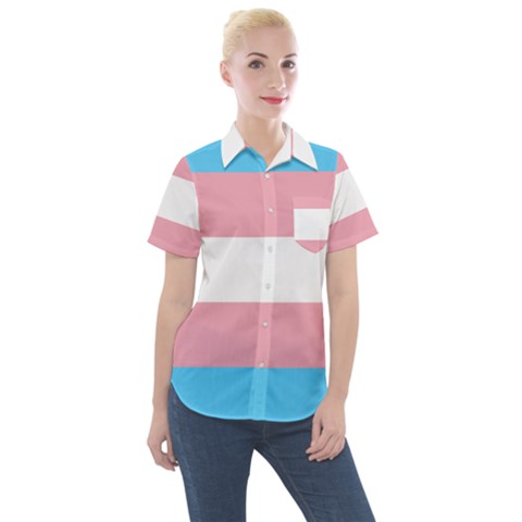 Transgender Pride Flag Women s Short Sleeve Pocket Shirt by lgbtnation