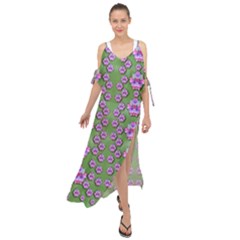 Fantasy Flowers Dancing In The Green Spring Maxi Chiffon Cover Up Dress by pepitasart