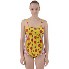 Pizza Table Pepperoni Sausage Copy Twist Front Tankini Set by Nexatart