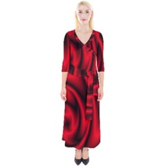 Background Red Color Swirl Quarter Sleeve Wrap Maxi Dress by Nexatart